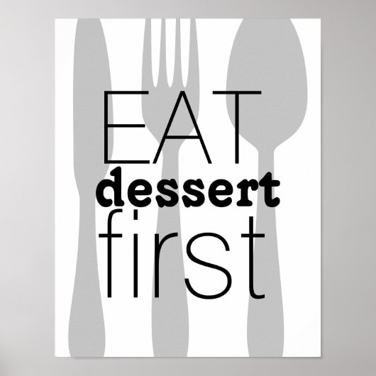 Poster manger dessert premier mot art mignon (Devant)