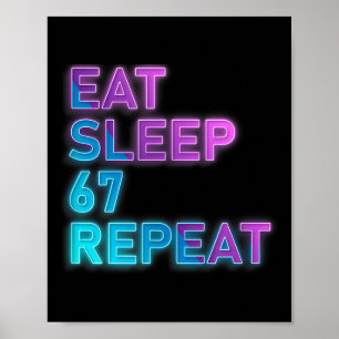 Poster Manger Dormir 67 Répéter Coloré 67 Argot Mème 6 7