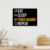 Poster Manger. Dormir. Bars Tiki. Répéter (Cuisine)