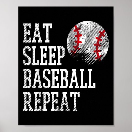 Poster Manger Dormir Baseball Répéter Entraîneur Équipe J (Devant)
