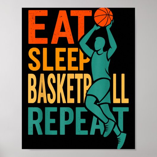 Poster Manger dormir basket-ball répéter (Devant)