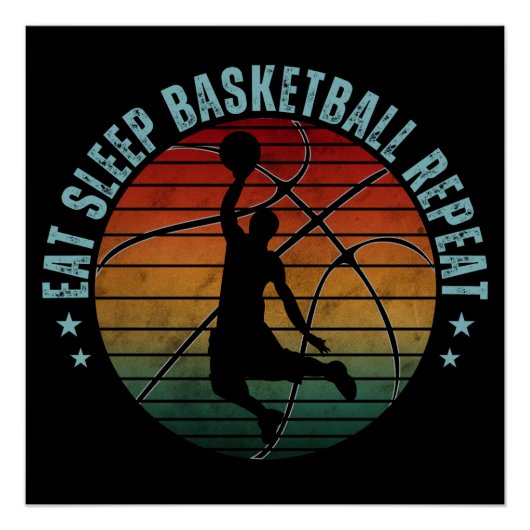 POSTER MANGER DORMIR BASKETBALL RÉPÉTER (Devant)