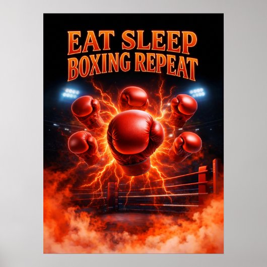 Poster Manger Dormir Boxe Répéter Art (Devant)