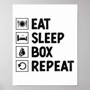 Poster Manger Dormir Boxe Répéter Boxeur Sports Force Ath