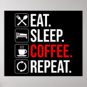 Poster Manger. Dormir. Café. Recommencer (Devant)