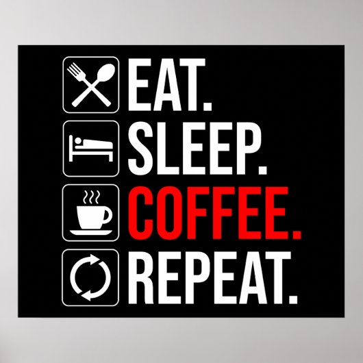 Poster Manger. Dormir. Café. Recommencer (Devant)