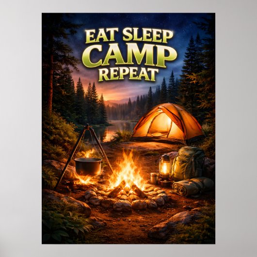 Poster Manger Dormir Campériser Flamme (Devant)