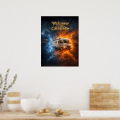 Poster Manger Dormir Camping-Car Flamme (Cuisine)