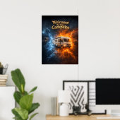 Poster Manger Dormir Camping-Car Flamme (Bureau à domicile)