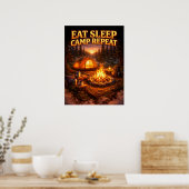 Poster Manger Dormir Camping Répéter Art (Cuisine)