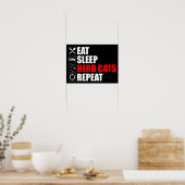 Poster Manger. Dormir. Chats de troupeau. Recommencer (Cuisine)