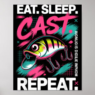 Poster Manger Dormir Couler Répéter Amoureux de la pêche