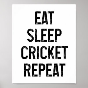 Poster Manger Dormir Cricket Répéter Drôle Vintage Pla Cr