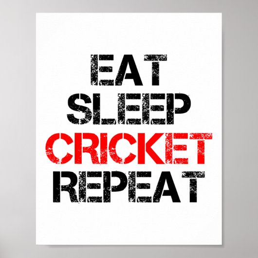 Poster Manger Dormir Cricket Répéter Équipe Ligue Amateur (Devant)