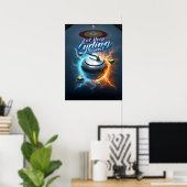 Poster Manger Dormir Curling Rétro (Bureau à domicile)