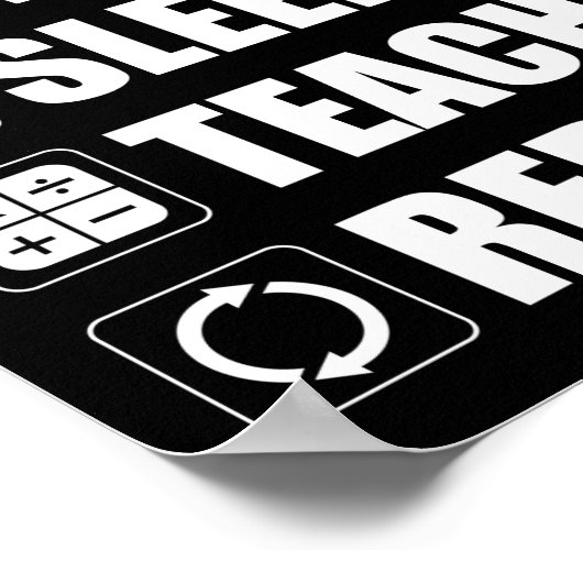 Poster Manger. Dormir. Enseigner les maths. Recommencer (Coin)