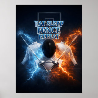 Poster Manger Dormir Escrime Feu