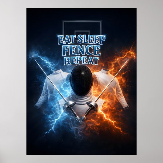 Poster Manger Dormir Escrime Feu (Devant)