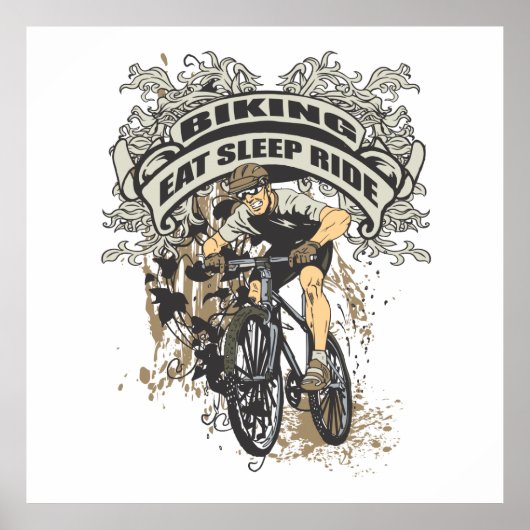 Poster Manger, Dormir, Faire Du Vélo (Devant)