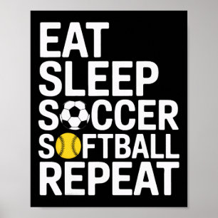 Poster Manger Dormir Football Doucement Répéter Joueurs d