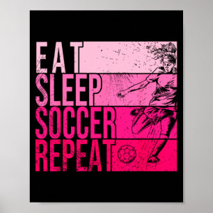 Poster Manger Dormir Football Répéter Drôle Footller Terr