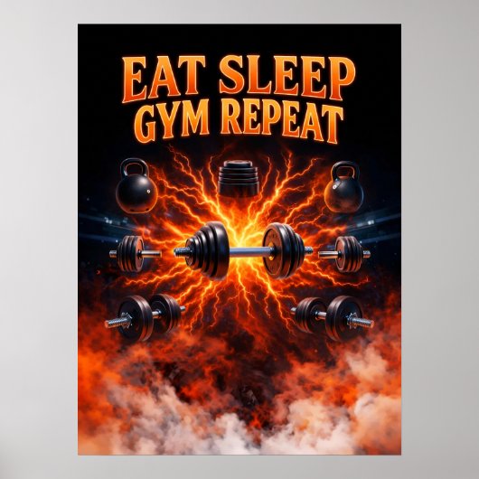 Poster Manger Dormir Gym Répéter Art (Devant)
