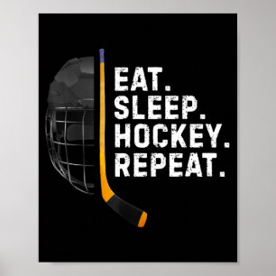 Poster Manger Dormir Hockey Répéter Drôle Cool Joueur de