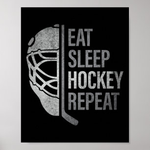 Poster Manger Dormir Hockey Répéter Drôles Joueurs de Hoc