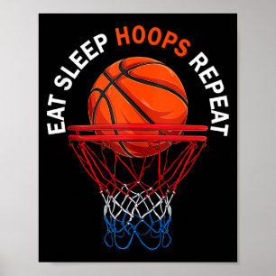 Poster Manger dormir hoops répéter fan de basket-ball bas