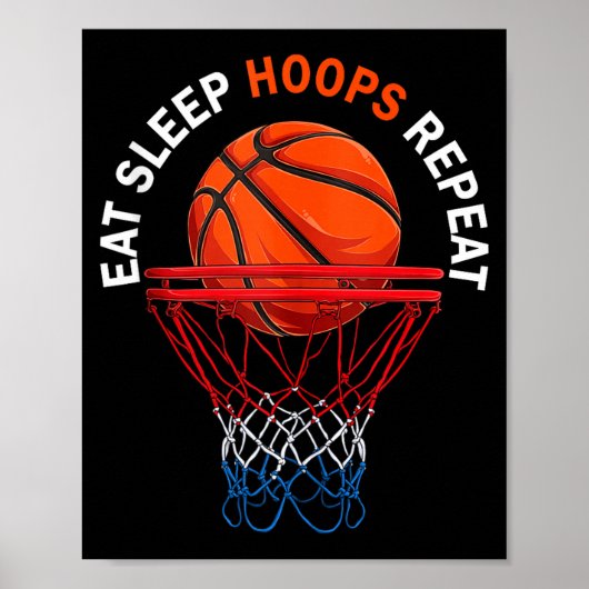 Poster Manger dormir hoops répéter fan de basket-ball bas (Devant)