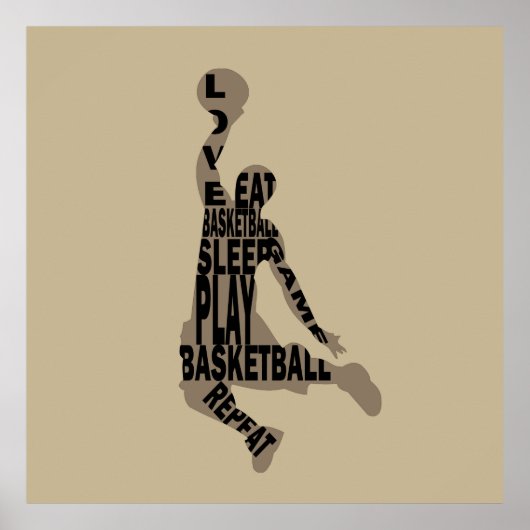 Poster manger dormir jouer au basket-ball (Devant)