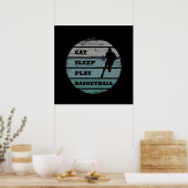 Poster manger dormir jouer basket-ball (Cuisine)