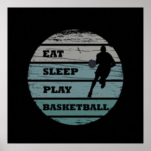Poster manger dormir jouer basket-ball (Devant)