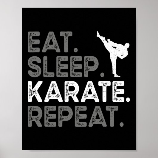 Poster Manger Dormir Karaté Répéter Drôle Karaté Concepti (Devant)