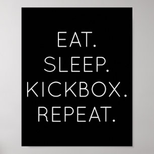 Poster Manger Dormir Kickbox Répéter - Drôle de Boxeur de