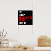 Poster Manger. Dormir. Lire Livres Interdits. Recommencer (Cuisine)