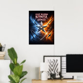 Poster Manger Dormir Ninja Flamme (Bureau à domicile)
