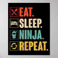 Manger Dormir Ninja Répéter Drôle Ninja Martial