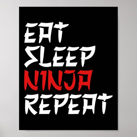 Poster Manger Dormir Ninja Répéter Ninja Karaté Ninja (Devant)
