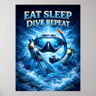 Poster Manger Dormir Plongée Répéter Art