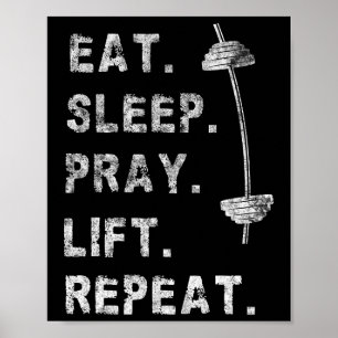 Poster Manger Dormir Prier Soulever Répéter Tee Gym Chrét