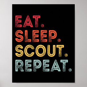 Poster Manger Dormir Scout Répéter Rétro Vintage Scout Po