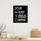 Poster Manger. Dormir. Smash Le Patriarcat. Recommencer (Cuisine)
