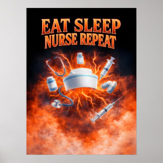 Poster Manger Dormir Soigner Répéter Art
