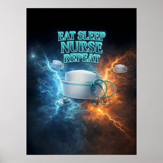 Poster Manger Dormir Soigner Rétro (Devant)