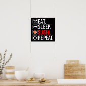 Poster Manger. Dormir. Sushi. Répéter (Cuisine)