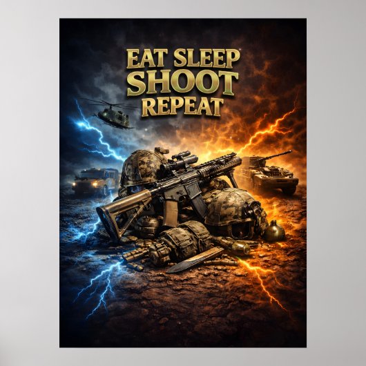Poster Manger Dormir Tirer Répéter (Devant)