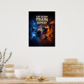 Poster Manger Dormir Train Flamme (Cuisine)
