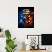 Poster Manger Dormir Train Flamme (Bureau à domicile)