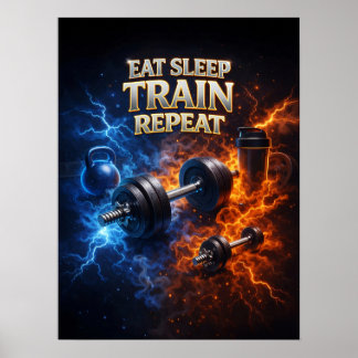 Poster Manger Dormir Train Flamme